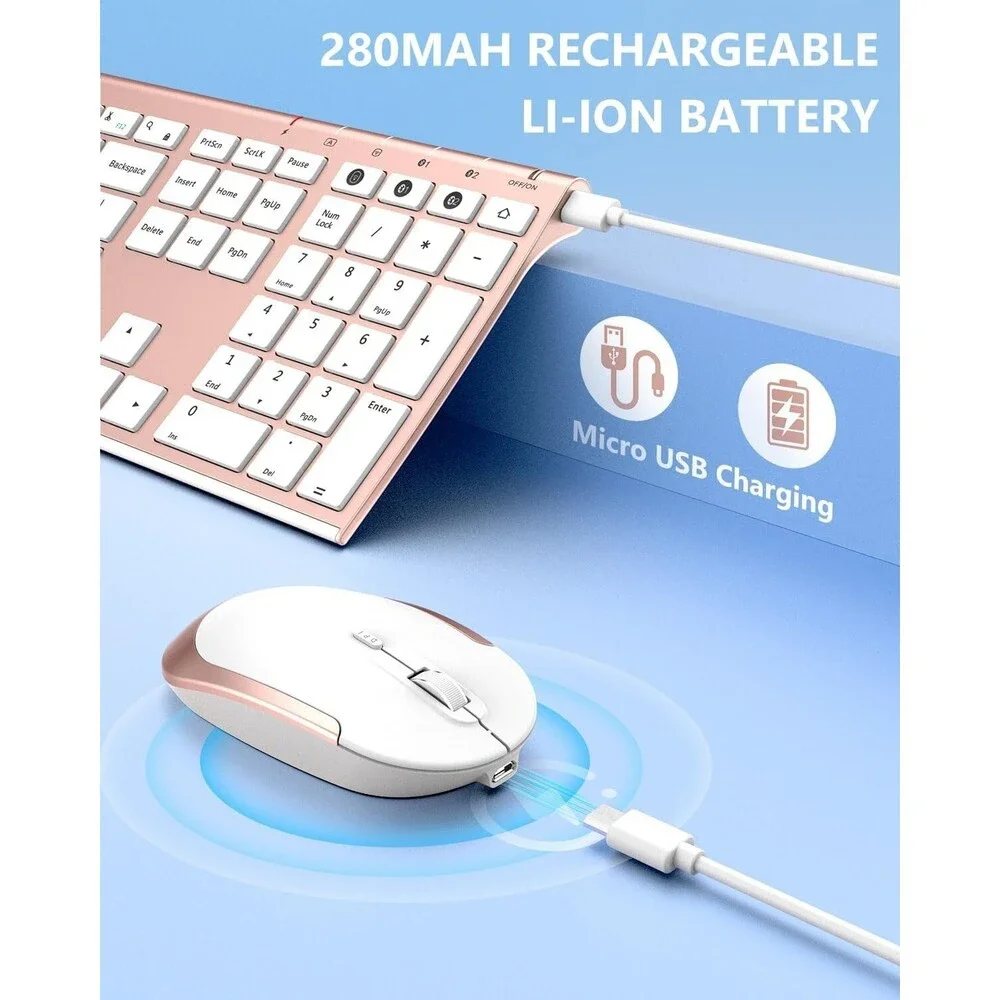 Bluetooth Keyboard Mouse, Multi-Device Wireless Keyboard and Mouse Combo USED